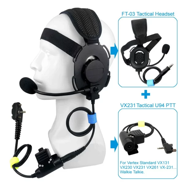 FT-03 Earphone U94 PTT Headset Mic For Vertex Standard VX131 VX230 VX231 VX261 VX-231 For tactical shooting/airsoft shooting/outdoor hunting - Image 2