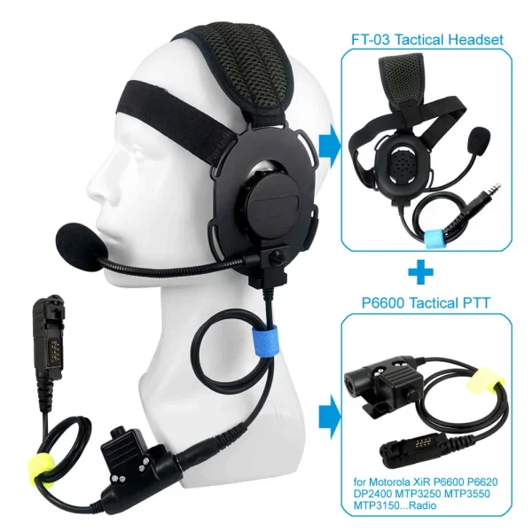 Tactical U94 PTT Headset Mic for Motorola XiR P6600 P6620 DP2400 MTP3250 DEP550 MTP3550 MTP3150 Walkie Talkie FT-03 Headphone - Image 3