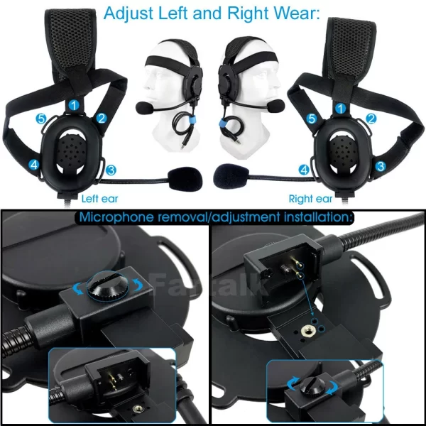 Tactical U94 PTT Headset Mic for Motorola XiR P6600 P6620 DP2400 MTP3250 DEP550 MTP3550 MTP3150 Walkie Talkie FT-03 Headphone - Image 4
