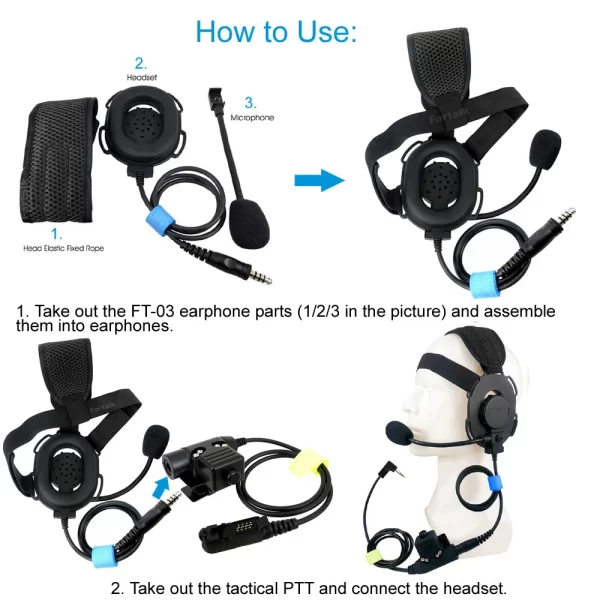 Tactical U94 PTT Headset Mic for Motorola XiR P6600 P6620 DP2400 MTP3250 DEP550 MTP3550 MTP3150 Walkie Talkie FT-03 Headphone - Image 5