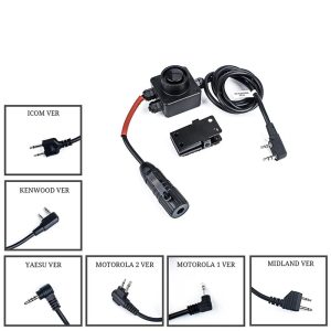 Military Tactical COMBAT PTT for ZTAC Series Headset for Kenwood Midland ICOM Yaseu Motorolar Shooting Military ZTAC Comtac Wakie Talkie
