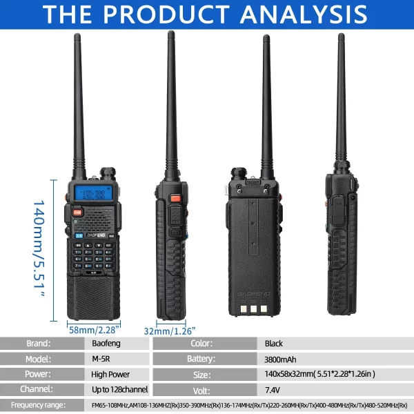 Baofeng M-5R Air Band 3800mAh Portable Transceiver - Image 6