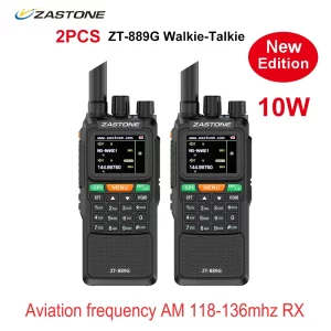 2PCS Zastone 889G GPS Walkie Talkie 10W 3000mAh Dual Band Two Way Radio Ham CB Radio Aviation Frequency AM 118-136MHZ RX