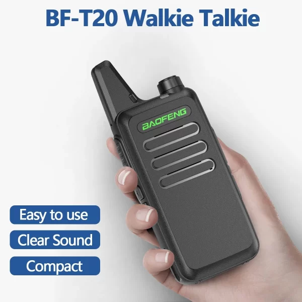 2pcs/lot Baofeng BF-T20 5W Mini Two way Radio USB Charging 1PC/2PCS Handheld Radios Upgrade Of BF-C9 KD-C1 For Hunting Kid’s Toy