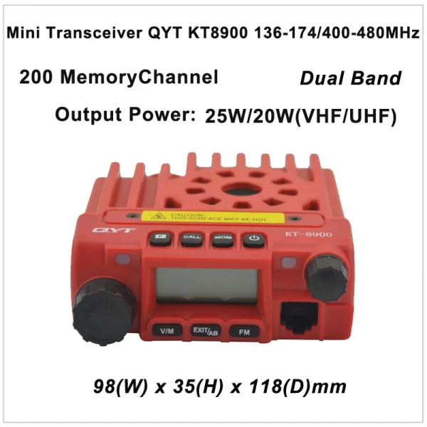 Red Mini Car Vehicle Radio QYT KT8900 136-174/400-480MHz two way radio Dual band Mobile Transceiver - Image 2