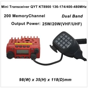 Red Mini Car Vehicle Radio QYT KT8900 136-174/400-480MHz two way radio Dual band Mobile Transceiver