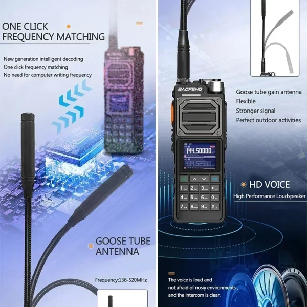UV-25 Pro Max Baofeng Tactical Walkie Talkie 50KM 220-260mhz Type C FM High Capacity UV-25L Military Two Way Radios BF-X5 AR-152 - Image 3