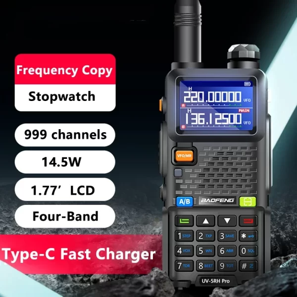 UV-5RH 3800mAh Battery USB-C 10W Baofeng Walkie Talkie FM Four Band Wirless Copy Frequency 999CH Two Way Radios Update UV-5R - Image 3