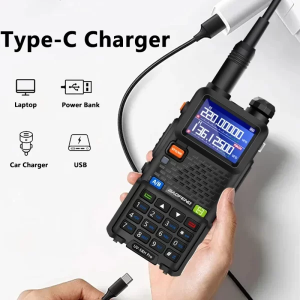 UV-5RH 3800mAh Battery USB-C 10W Baofeng Walkie Talkie FM Four Band Wirless Copy Frequency 999CH Two Way Radios Update UV-5R - Image 4