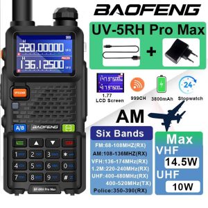 UV-5RH Pro Max Air Band 14.5W 3800mAh AM FM Radio Six Band 65-520MHz UV-5RM Walkie Talkie USB C Frequency Copy Update UV-5RH Pro
