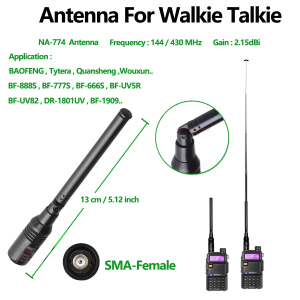 Quansheng UV-K5 Walkie Talkie Telescope Antenna NA-774 SMA-F UHF VHF 144Mhz 430Mhz Two Way Radio Talki Walki For BAOFENG UV-5R