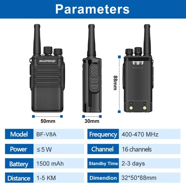 Baofeng BF-V8A Walkie Talkie UHF 400-470MHZ Mini Radio  Two Way Radio Handheld Portable Receiver VOX Function - Image 5