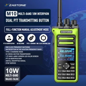 ZASTONE M10 Dual PTT AM Air Aviation Band Multi-Bands 10W Ham Amateur 2 Way Radio