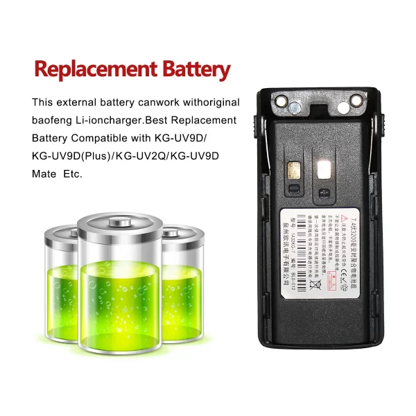 Wouxun KG-UV9D Plus Replacement Battery Type-C Charging - Image 2