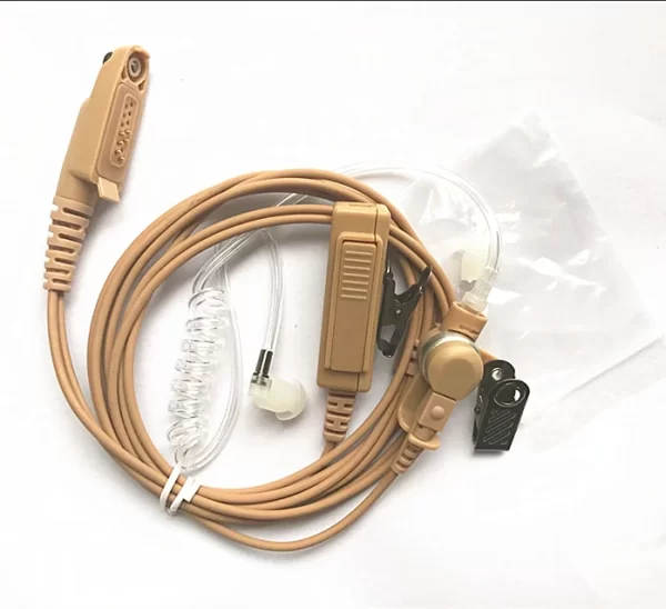 Beige Flesh Color Covert Acoustic Tube Earpiece Headset Mic for Motorola GP328Plus GP344 GP388 GP688 Two Way Radio
