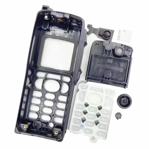 Motorola MTP850 Radio Black Front Shell Housing Case Cover W/ Back Clip Dust Cover Digital Number Rubber Knob - Image 2