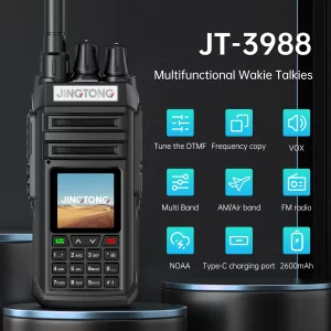 Jingtong JT-3988 Multi Band Walkie Talkie 10W Air Band Radio NOAA Wireless Frequency Tyep-C Charge
