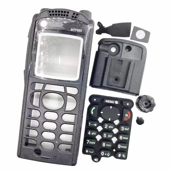 Motorola MTP850 Radio Black Front Shell Housing Case Cover W/ Back Clip Dust Cover Digital Number Rubber Knob