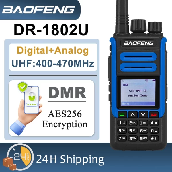 Baofeng Walkie Talkie DR-1802U DMR Radio Advanced AES256 Encryption 2200mah 1024 Channel UHF 400-470MHZ Long Range Walkie Talkie