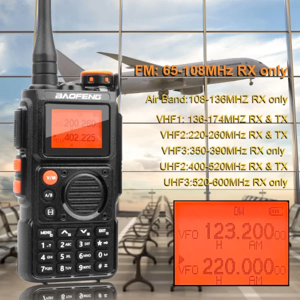 Baofeng K6 2M 70CM Air Band VHF UHF Dual Wait Multi-Band Wireless Frequency Copy Noise Cancellation 999Ch FM Amateur Radio