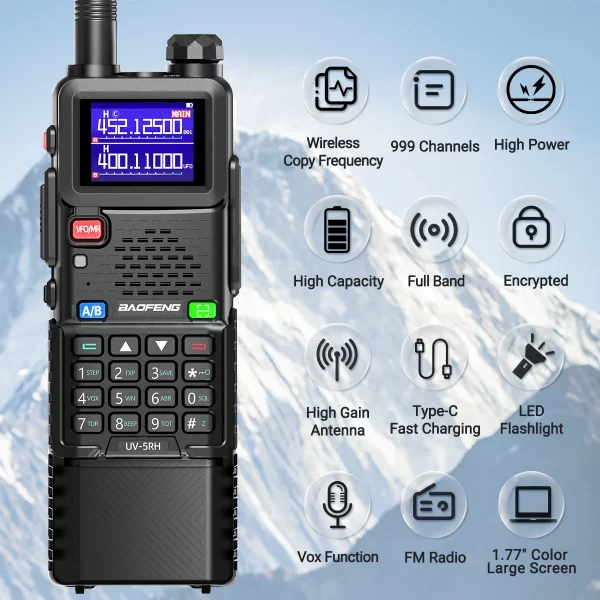 Baofeng UV-5RH PRO MAX Air Band 3800mAh Wireless Copy Frequency Multi Band Type-C for UV-5R Long Range Ham Radio - Image 4