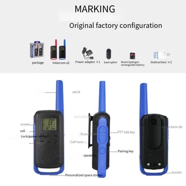 2pcs/pair Mini Brand Original Motorola Talkabout T62 Go Walkie Talkie - Image 5