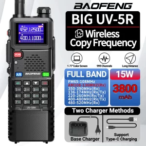 Baofeng UV-5RH PRO MAX Air Band 3800mAh Wireless Copy Frequency Multi Band Type-C for UV-5R Long Range Ham Radio