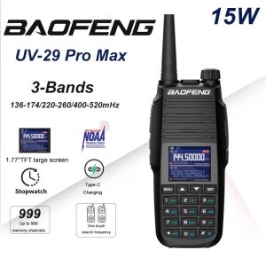 Baofeng UV-29 Pro Max Walkie Talkie Type-C Charging FM Radio 220-260mhz High Power NOAA 999Channel Two Way Radio Long Range DTMF