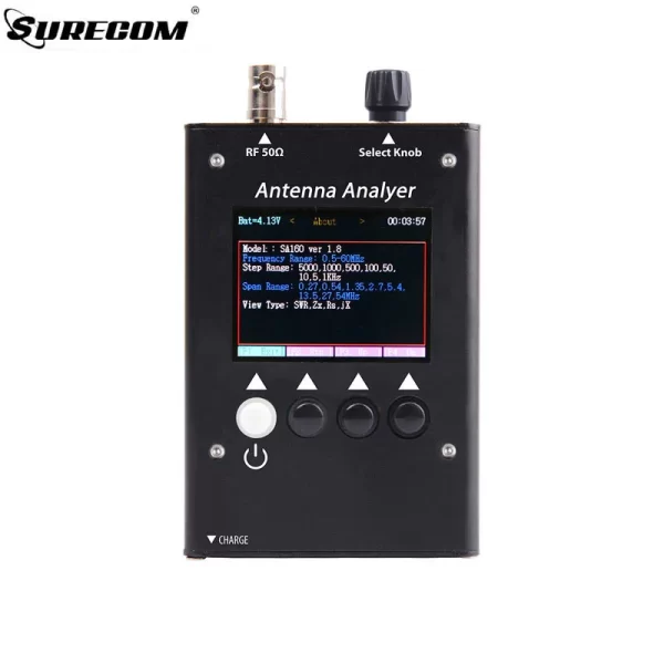 SURECOM SA-160 LCD Display 0.5-60MHz Color Graphic Antenna Analyzer BNC Connector for Two Way Radio SA160 Antenna Testing Meter