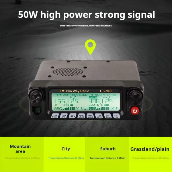 WICJIE FT-7800 Vehicle Mounted Mobile Radio 50W high-power UV Dual Band Self Driving Tour outdoor - Image 2