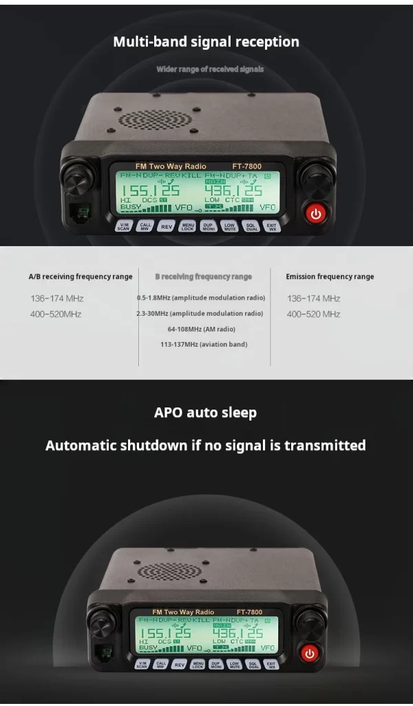 WICJIE FT-7800 Vehicle Mounted Mobile Radio 50W high-power UV Dual Band Self Driving Tour outdoor - Image 5