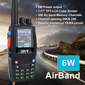 QYT KT-A16 Air Band Transmitter Walkie Talkie Tx118.000-136.999MHz,Rx108.0000-136.999MHz 6W 200Ch W/NOAA Channels VOX QYT A16 Radio
