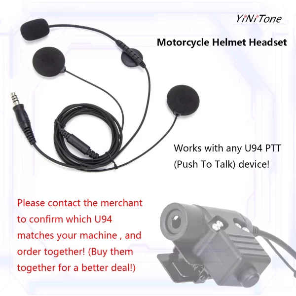 Helmet earphone For Kenwood BAOFENG UV5R Ham Two Way Radio with Boom Mic Civilian Wired 7.1mm Plug NATO Motorcycle Headset - Image 5