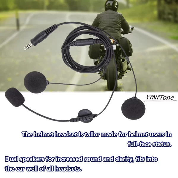 Helmet earphone For Kenwood BAOFENG UV5R Ham Two Way Radio with Boom Mic Civilian Wired 7.1mm Plug NATO Motorcycle Headset - Image 2