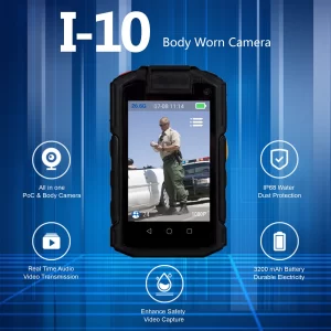 Inrico I-10 Body Worn Camera, Night Vision, WiFi, NFC, Poc Radio, SOS, Audio Video, Alarm Network, Walkie Talkie, Police Body Camera