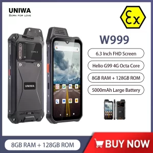 UNIWA W999 Helio G99 Rugged Waterproof Walkie Talkie Explosion-proof 8GB+128GB 6.3 Inch FHD 5000mAh Smartphone Andriod 11 NFC Cell Phones ATEX