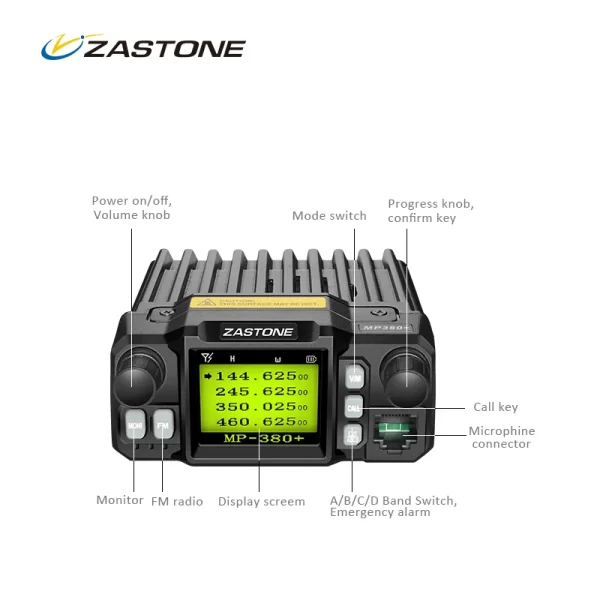 Walkie Talkie Zastone MP380+ 136-174MHz 400-480MHz Dual Band Mobile Radio Long Range Car Mobile Radio Station Transceiver - Image 4