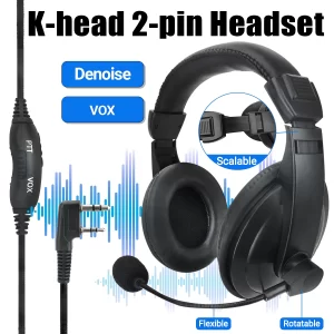 PTT VOX MIC Flexible Earphone Two Way Radio Headset for Baofeng UV-21 Pro UV-5R Quansheng UV-K5(8) UV-K6 Walkie Talkies