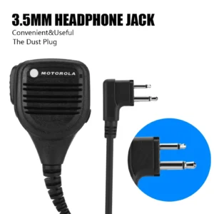 Motorola Speaker Microphone 3.5mm Headphone Jack Walkie Talkie Radio Hand Microphone with Steel Belt Clip