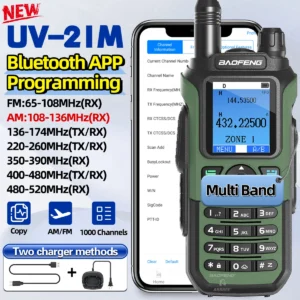 BAOFENG UV-21M Multi Band Walkie Talkie Bluetooth App Programmering 1000CH Type-C AM FM NOAA Ham Radio