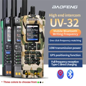 Camouflage BAOFENG UV 32 GPS 10W Multi Band Programming Wireless Copy Frequency NOAA Long Range Portable Radio Camping UV-32 Walkie Talkie