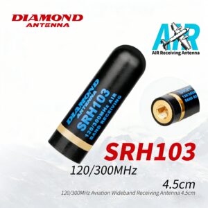 DIAMOND SRH103 Short Antenna 120/300MHz Air Band Reception SMA-P 1/4λ 4.5cm Stubby