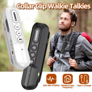 ABBREE AR-W5 Mini Portable Radio Rechargeable Walkie Talkie with Clip Earphones UHF 400-480Mhz for Restaurants, Meetings, Tours