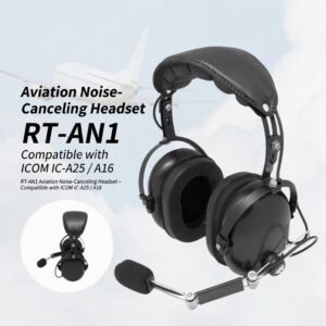 RT-AN1 Pilot Aviation Headphone Noise Isolating Headphone for ICOM IC-A25 / IC-A16 Radio Earpiece