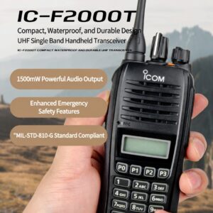High Quality ICOM IC-F2000T UHF Transceiver IP67 Waterproof Dust-tight Portable Radio Free Delivery