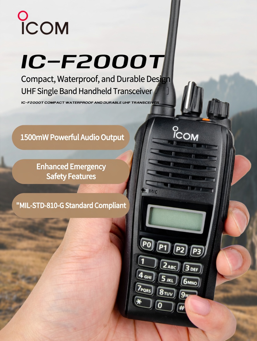 High Quality ICOM IC-F2000T UHF Transceiver IP67 Waterproof Dust-tight Portable Radio Free Delivery