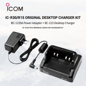 ICOM IC-R30 IC-R15 Desktop Base Charger BC-223 with BC-123SA Power Supply Adapter Full Set