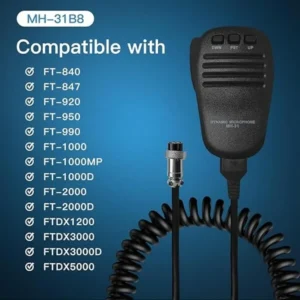 8-Pin MH-31B8 Dynamic Hand Mic for Yaesu FT Series & FTDX Series Two-Way Radios, Clear Sound & Water Resistant