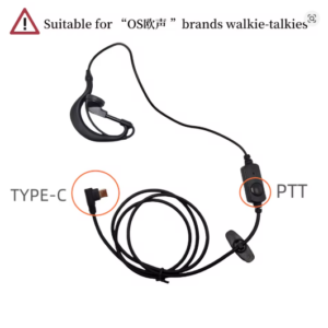 Free Shipping G-Type Earhook Earpiece OS-E23 C Type Headset for OS Walkie Talkie