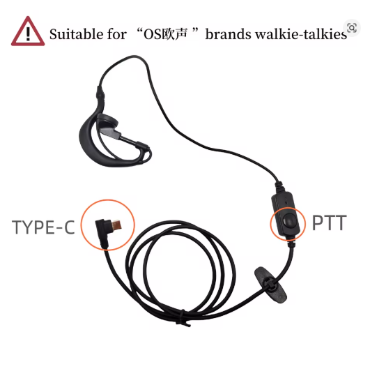 Free Shipping G-Type Earhook Earpiece OS-E23 C Type Headset for OS Walkie Talkie